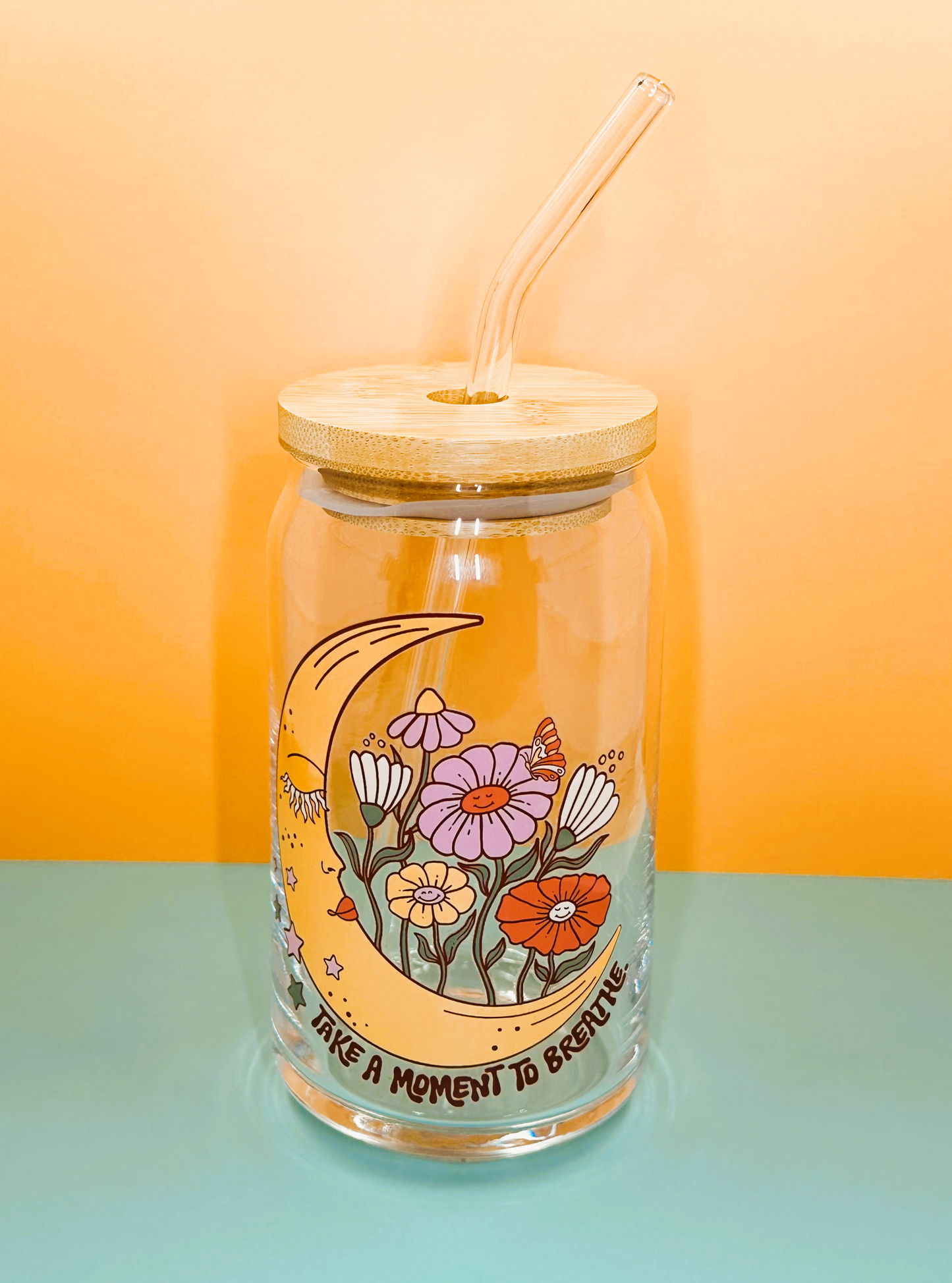 Take a Moment to Breathe Glass Cup
