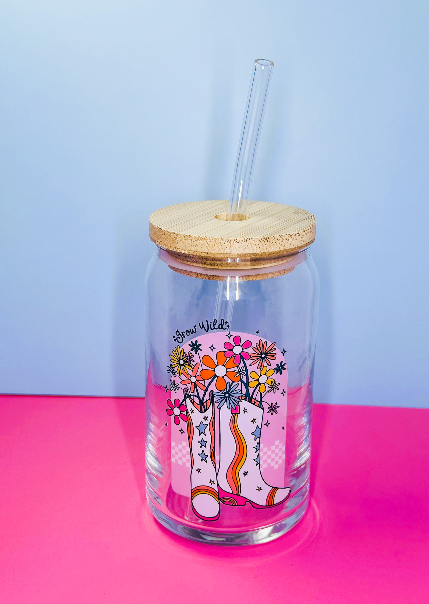 GROW WILD COWGIRL GLASS CUP