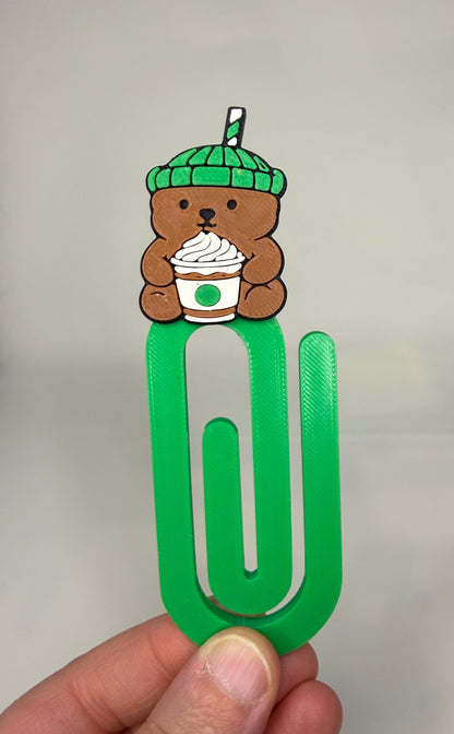GREEN BEAR JUMBO PAPER CLIP / BOOKMARK