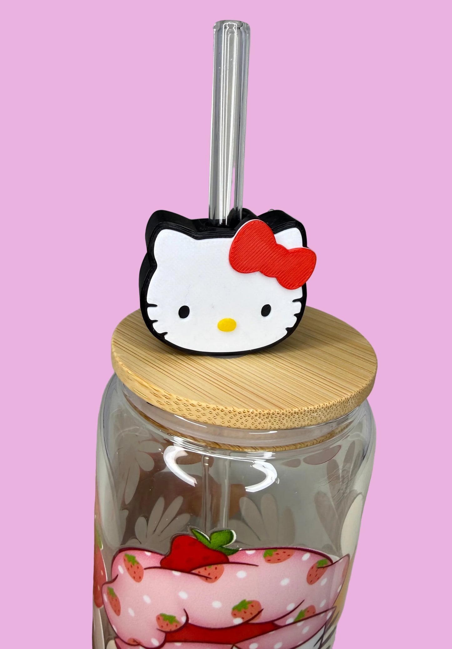 Hello Strawberry Kitty glass can cup