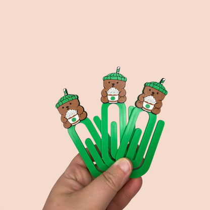 GREEN BEAR JUMBO PAPER CLIP / BOOKMARK