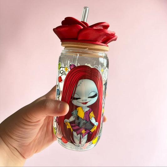 Cute Patchwork Doll with Red Rose Lid